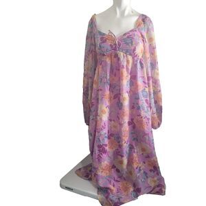 Billabong Small dress Salty Blonde maxi long flower drawstring lining flaw